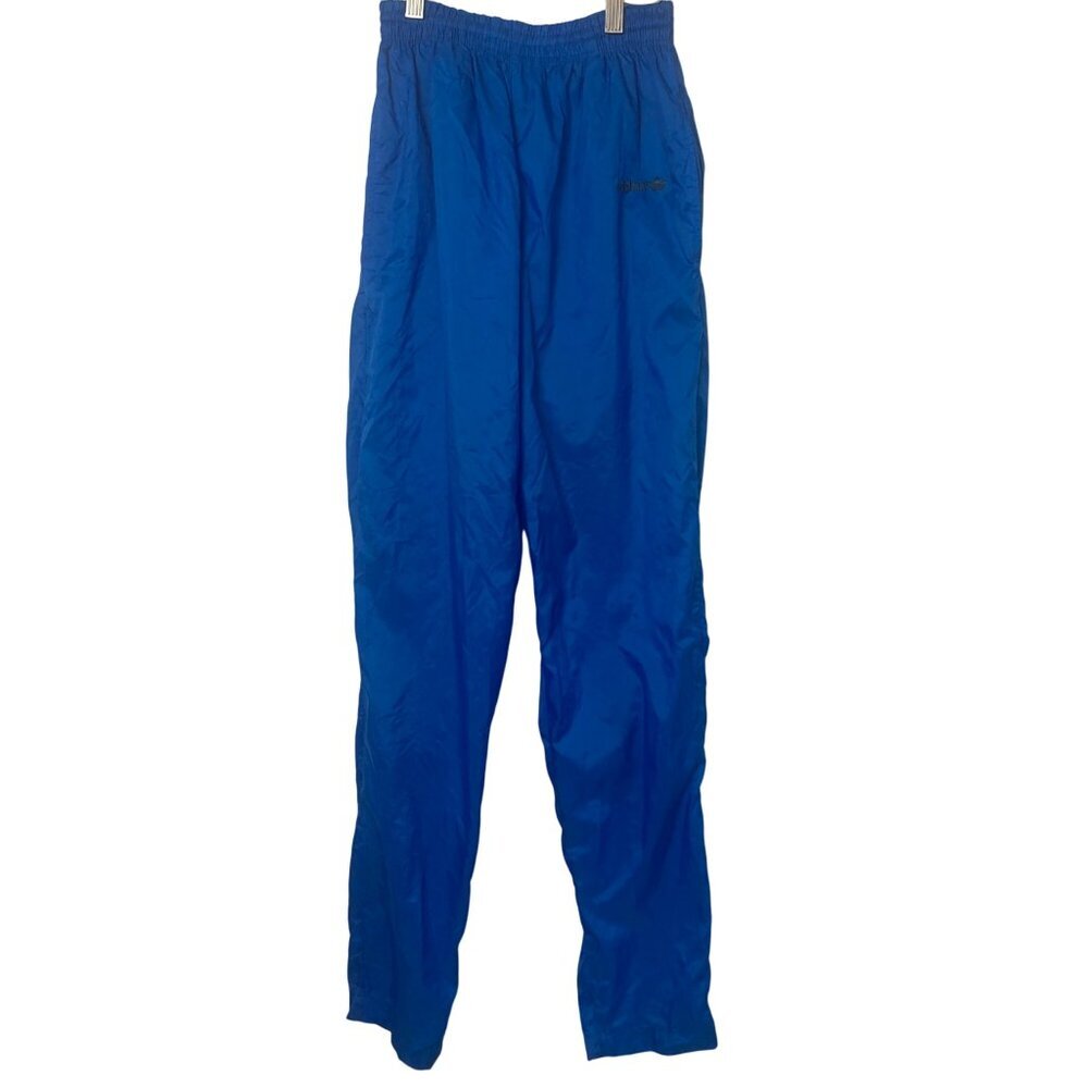 Vintage Adidas Track Pants Small Unlined Blue Nylon Embroidered Logo Streetwear